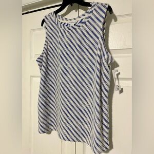 🆕 Liz Claiborne Blue & White Textured Sleeveless Top – XL